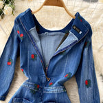 Robe Fleurie Mi-Longue Jean - Vignette | Dame Fleur