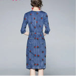 Robe Fleurie Mi-Longue Jean - Vignette | Dame Fleur