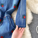 Robe Fleurie Mi-Longue Jean - Vignette | Dame Fleur