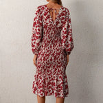 Robe Fleurie Mi-Longue Manches Bouffantes - Vignette | Dame Fleur