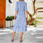 Robe Fleurie Mi-Longue Portefeuille - Vignette | Dame Fleur