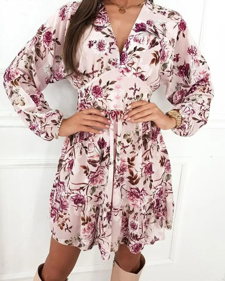 Robe Fleurie Vintage Rose Femme | Dame Fleur