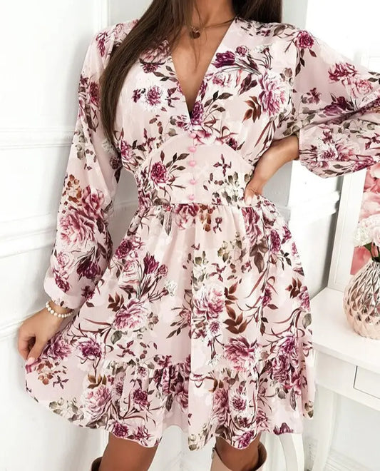Robe Fleurie Vintage Rose Femme | Dame Fleur