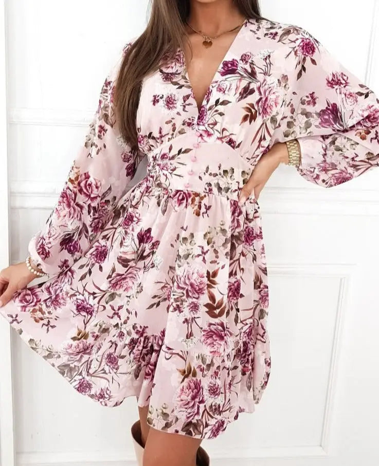 Robe Fleurie Vintage Rose Femme | Dame Fleur