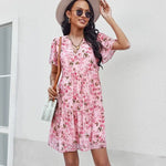 Robe Fleurs Femme Mi-Courte - Vignette | Dame Fleur