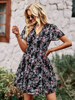 Robe Fleurs Femme Mi-Courte - Vignette | Dame Fleur