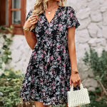 Robe Fleurs Femme Mi-Courte - Vignette | Dame Fleur