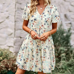 Robe Fleurs Femme Mi-Courte - Vignette | Dame Fleur