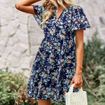 Robe Fleurs Femme Mi-Courte - Vignette | Dame Fleur