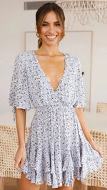 Robe Fluide Fleurie Courte - Vignette | Dame Fleur