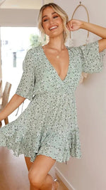 Robe Fluide Fleurie Courte - Vignette | Dame Fleur