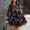 Robe Fond Noir avec Fleurs | Dame Fleur