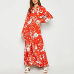 Robe Longue Col Chemise Fleurie - Vignette | Dame Fleur