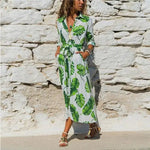 Robe Longue Col Chemisier Fleurie - Vignette | Dame Fleur