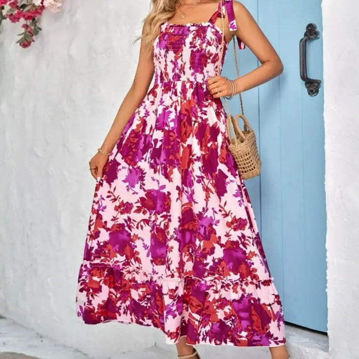 Robe Longue d’Eté à Fleurs pour Femme Boho | Dame Fleur