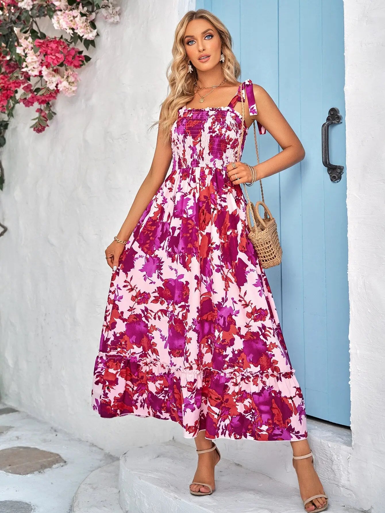 Robe Longue d’Eté à Fleurs pour Femme Boho | Dame Fleur