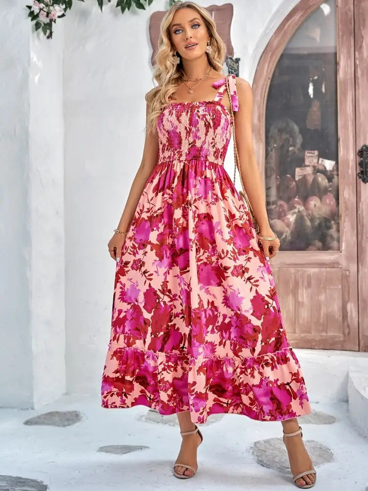 Robe Longue d’Eté à Fleurs pour Femme Boho | Dame Fleur