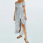 Robe Longue Fleurie Asymétrique - Vignette | Dame Fleur