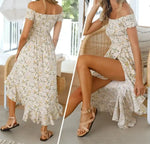 Robe Longue Fleurie Asymétrique - Vignette | Dame Fleur