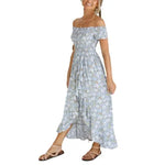 Robe Longue Fleurie Asymétrique - Vignette | Dame Fleur