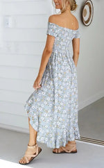 Robe Longue Fleurie Asymétrique - Vignette | Dame Fleur