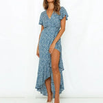 Robe Longue Fleurie Bleue - Vignette | Dame Fleur