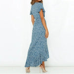 Robe Longue Fleurie Bleue - Vignette | Dame Fleur