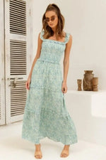 Robe Longue Fleurie Col Bateau - Vignette | Dame Fleur