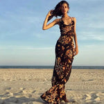 Robe Longue Fleurie Dos Ouvert - Vignette | Dame Fleur