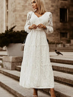 Robe Longue Fleurie Manche Dentelle - Vignette | Dame Fleur