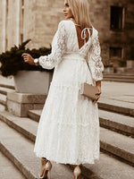 Robe Longue Fleurie Manche Dentelle - Vignette | Dame Fleur