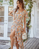 Robe Longue Fleurie Mousseline - Vignette | Dame Fleur