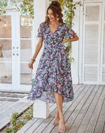 Robe Longue Fleurie Mousseline - Vignette | Dame Fleur