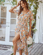 Robe Longue Fleurie Mousseline - Vignette | Dame Fleur