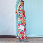 Robe Longue Fleurie Ouverte Devant - Vignette | Dame Fleur