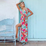 Robe Longue Fleurie Ouverte Devant - Vignette | Dame Fleur