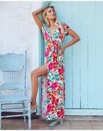 Robe Longue Fleurie Ouverte Devant - Vignette | Dame Fleur