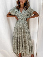 Robe Longue Fleurie Verte - Vignette | Dame Fleur