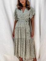 Robe Longue Fleurie Verte - Vignette | Dame Fleur