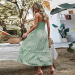 Robe Longue Fluide Fleurie Verte - Vignette | Dame Fleur