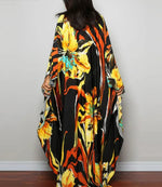 Robe Longue Manche Ample Fleurie - Vignette | Dame Fleur