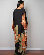 Robe Longue Manche Ample Fleurie - Vignette | Dame Fleur