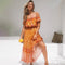 Robe Longue Orange Fleurie | Dame Fleur
