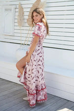 Robe Longue Rose Bohème Fleurie - Vignette | Dame Fleur