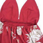 Robe Longue Rouge Fleurie Dos Nu - Vignette | Dame Fleur