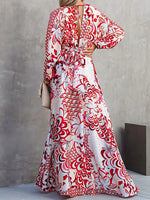 Robe Maxi Fleurs à Manches Longues - Vignette | Dame Fleur