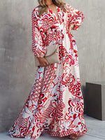 Robe Maxi Fleurs à Manches Longues - Vignette | Dame Fleur