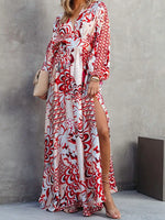 Robe Maxi Fleurs à Manches Longues - Vignette | Dame Fleur