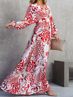 Robe Maxi Fleurs à Manches Longues - Vignette | Dame Fleur