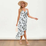 Robe Mi-Longue à Bretelles Fleurie - Vignette | Dame Fleur